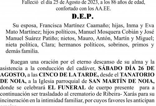 ESQUELA AGEITOS  JULIO ANTONIO MATO PAZOS
