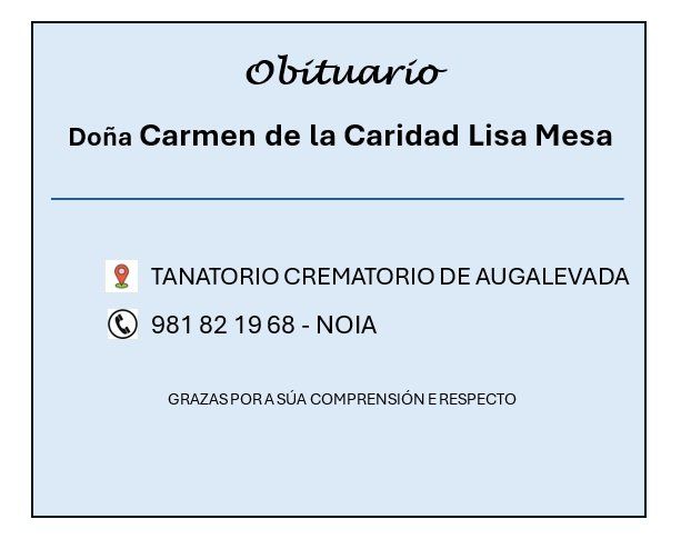 Lisa Mesa, Carmen de la Caridad