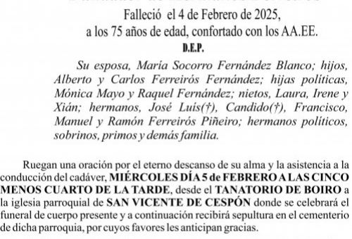 25 01 ESQUELA   jose ferreiros piñeiro
