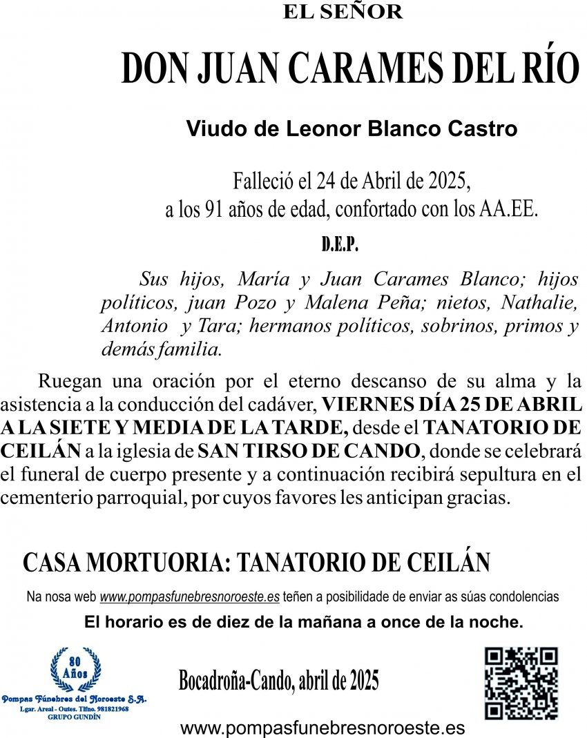 ESQUELA 2025  juan carames del rio