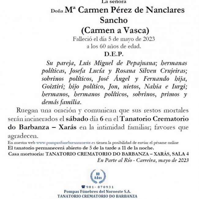 Perez de Nanclares Sancho, Maria Carmen