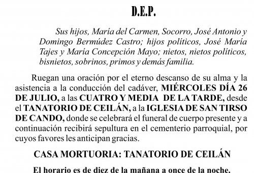 23 07 ESQUELA    Carmen Dorinda Castro Miguens