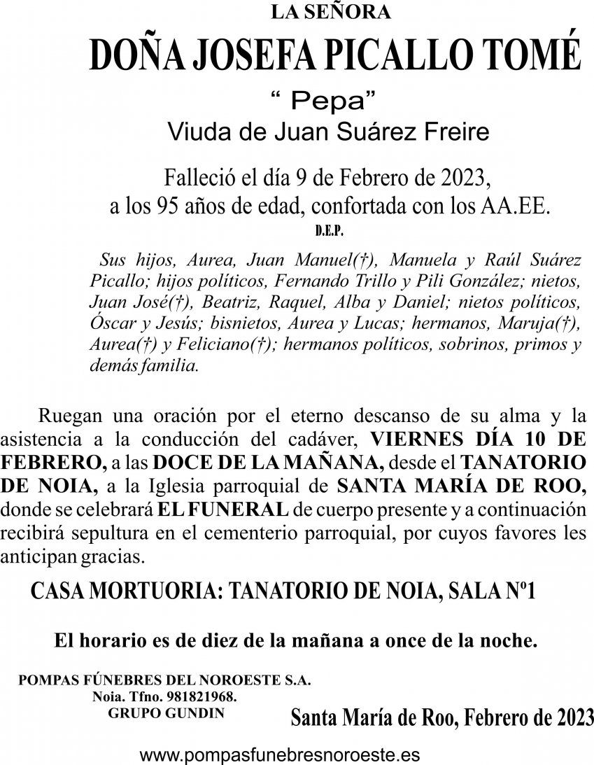 23 02 ESQUELA JOSEFA PICALLO TOME