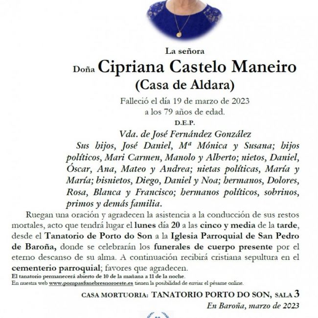 Castelo Maneiro, Cipriana