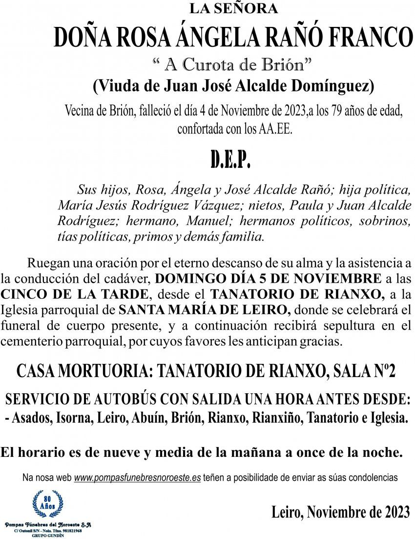 11 23 Esquela Rosa Ángela Rañó Franco
