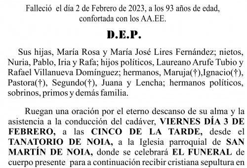 Esquela Ageitos   Rosa Fernández Caamaño