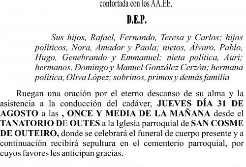 08 23 Esquela,María  Teresa González Cerzón