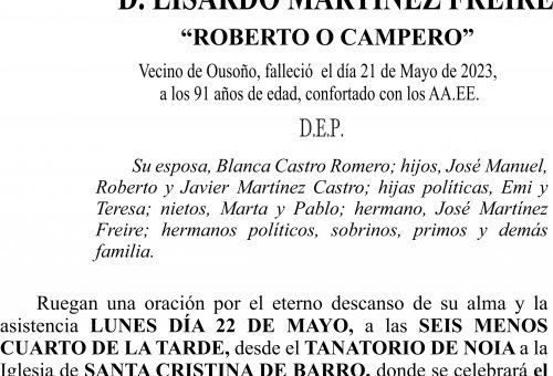Esquela de Lisardo Martínez Freire