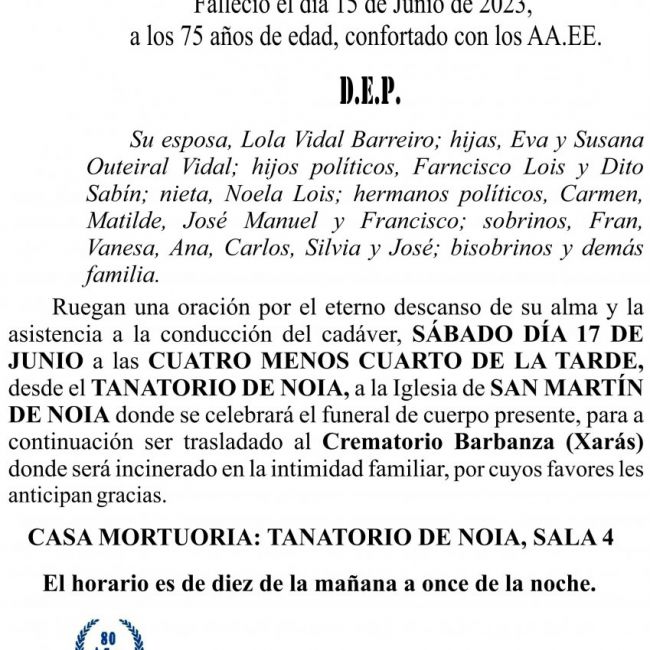 23 06 Esquela, Juan Luis Outeiral García