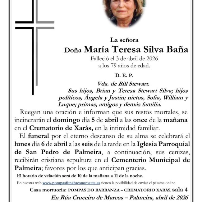 TANA XARAS Palmeira María Teresa Silva Baña con foto