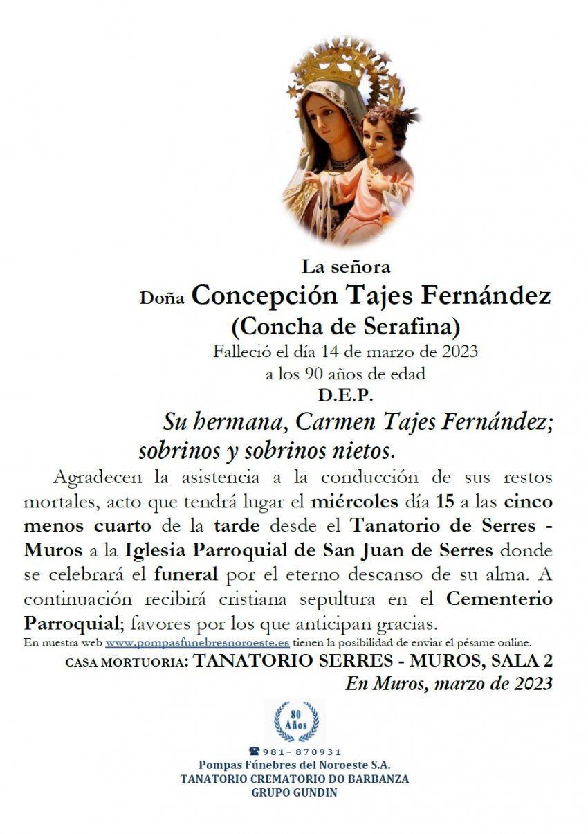 Tajes Fernández, Concepción