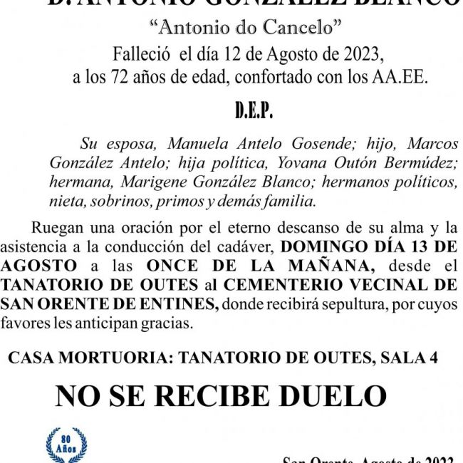 08 23 Esquela, Antonio González Blanco