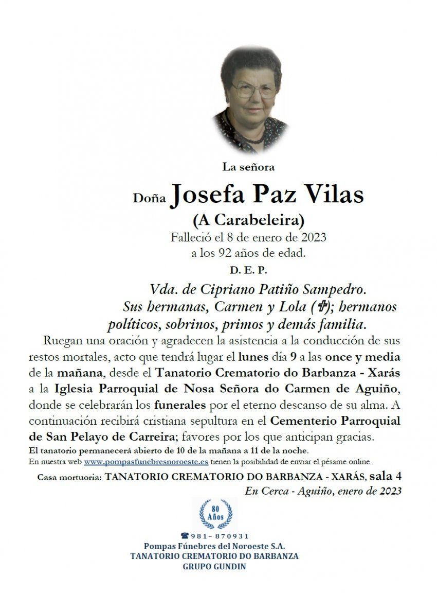 Paz Vilas, Josefa