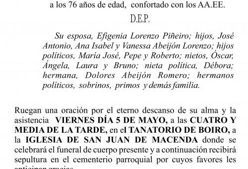 ESQUELA 23,  MOIMENTA   RicardoMarcelino Abeijon Romero