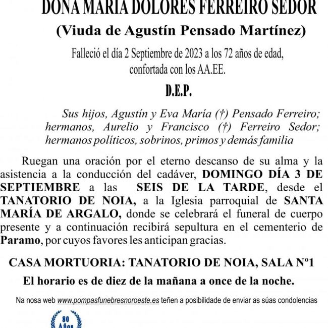08 23 EsquelaMaría Dolores Ferreiro Sedor