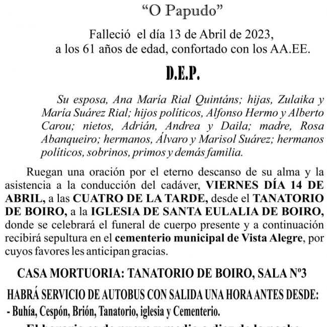 ESQUELA    José Luis Suárez Abanqueiro