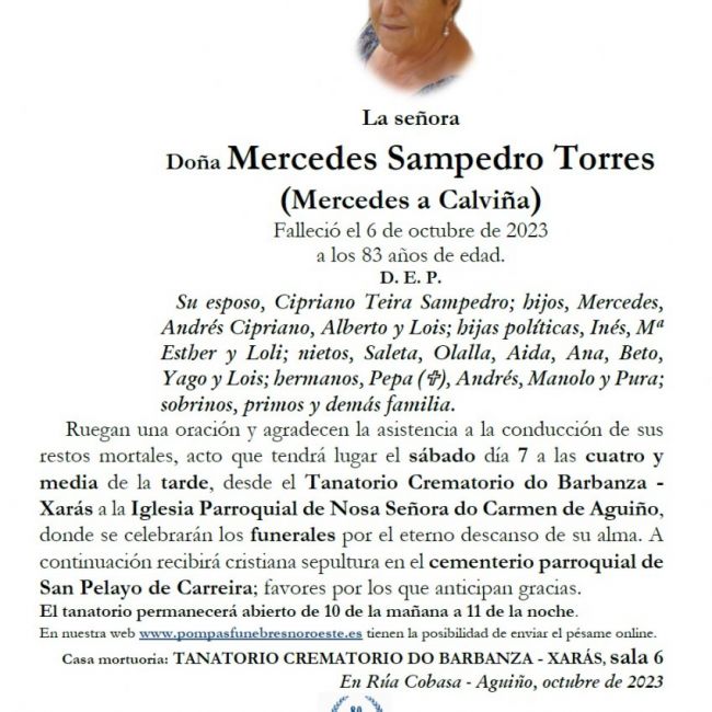 Sampedro Torres, Mercedes