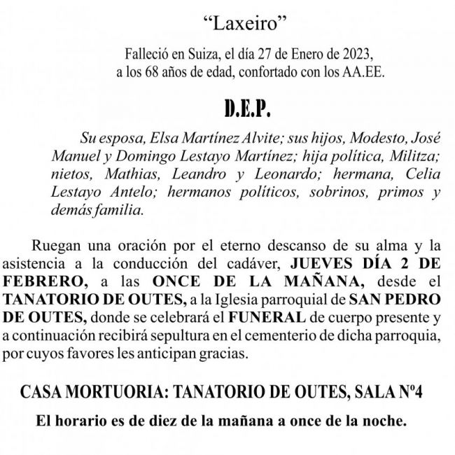 23 01 ESQUELA   Domingo Lestayo Antelo
