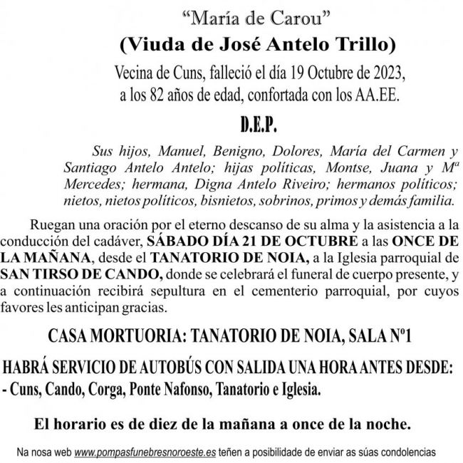 10 23 Esquela María Rosa Antelo Riveiro