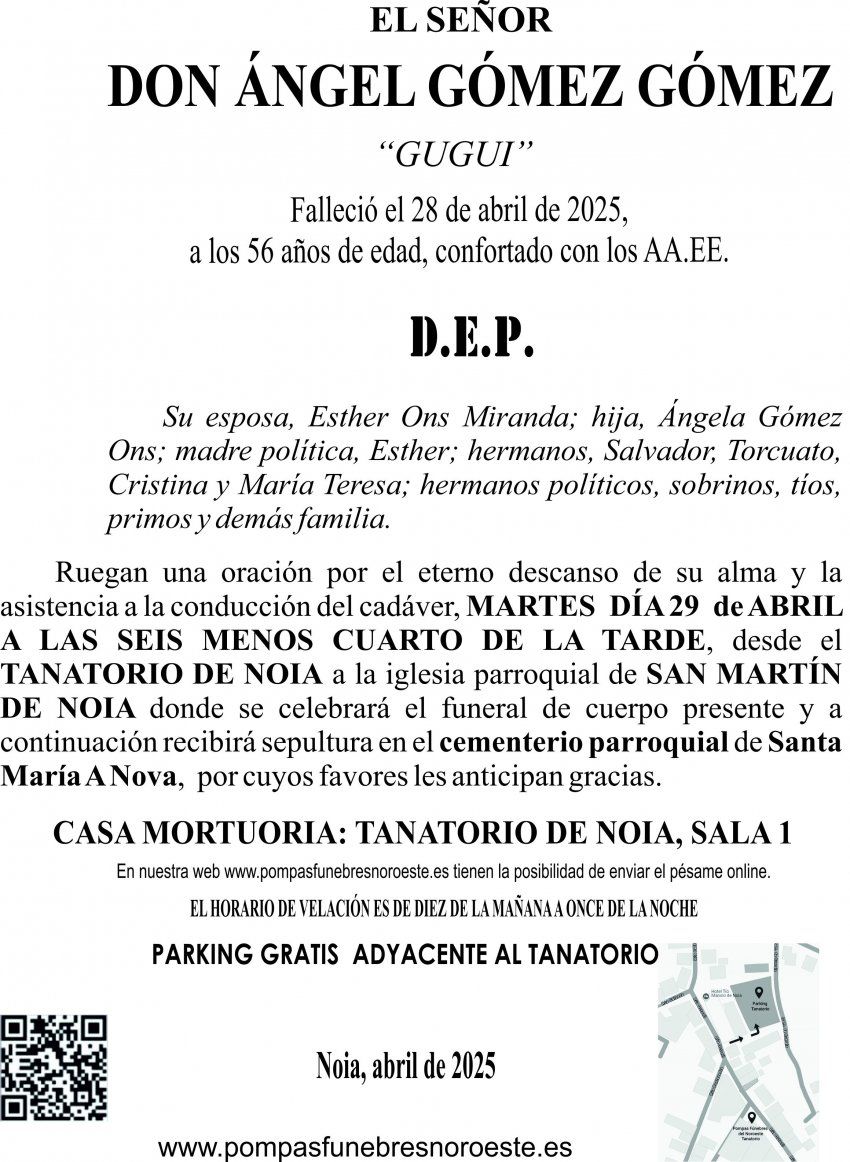 Esquela  2025 Ángel Gómez Gómez