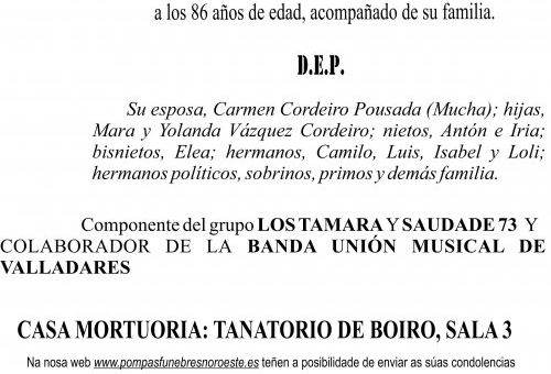ESQUELA 2025  TOCHO VAZQUEZ