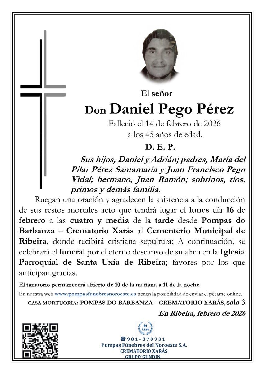 Tana Ribeira ESQUELA Daniel Pego Pérez