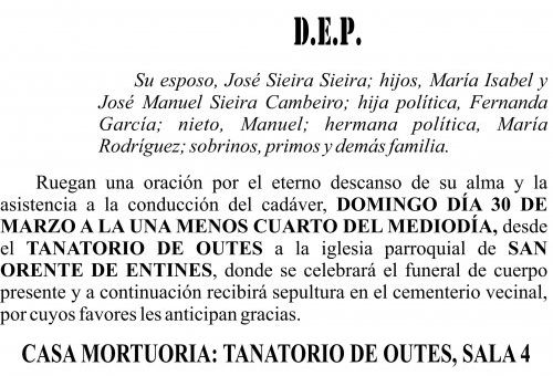 ESQUELA 2025   Doña Leonor Cambeiro Lestón