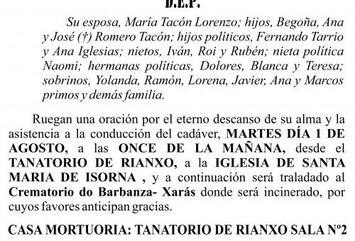 23 07 ESQUELA    José Luís Romero Coira