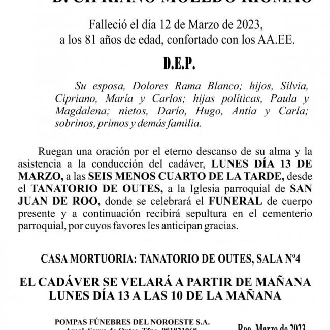 23 03 ESQUELA  Cipriano Moledo Riomao