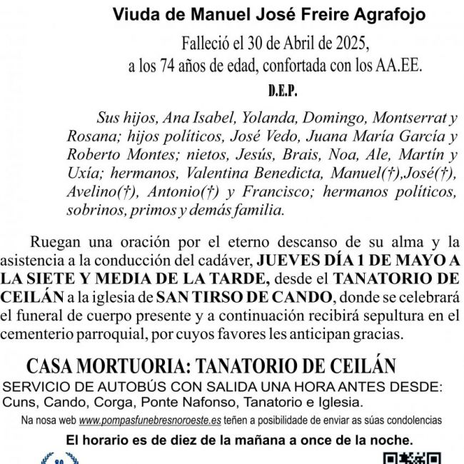 Copia de seguridad de ESQUELA 2025  BENEDICTA BLANCO LEIS