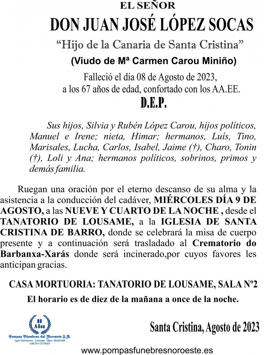 23 07 ESQUELA    JUAN JOSÉ LÓPEZ SOCAS