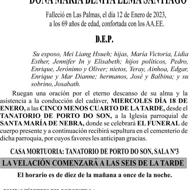 23 01 ESQUELA María Benita Lema Santiago