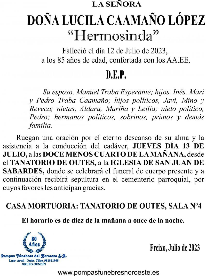 23 07 ESQUELA    Lucila Caamaño López
