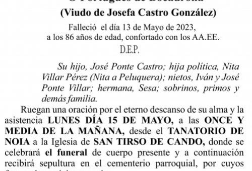 Esquela de Domingo Antonio Ponte González