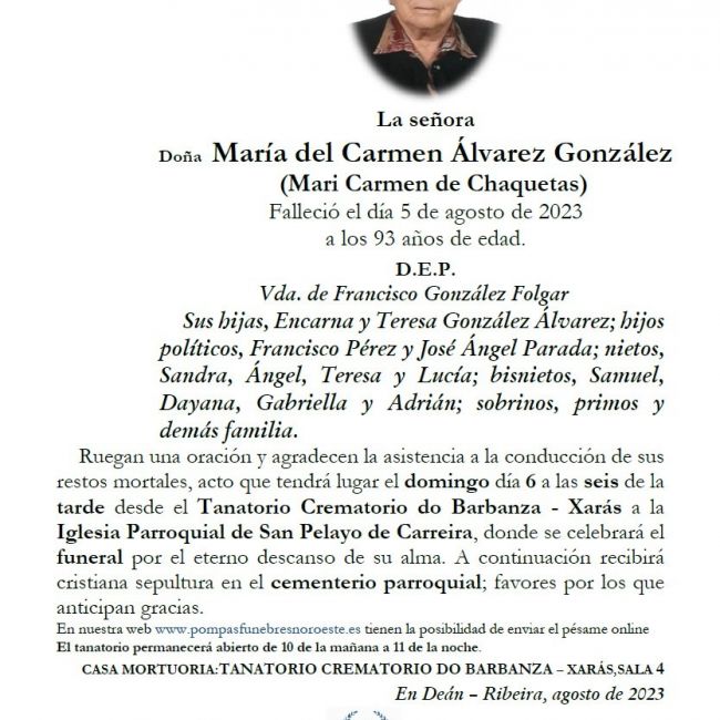 Álvarez González, María del Carmen