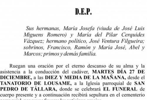 22 12 ESQUELA Fruime, José Luis Cerquides Vázquez