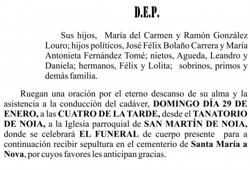 23 01 ESQUELA DE Doña María del Carmen Louro Priegue