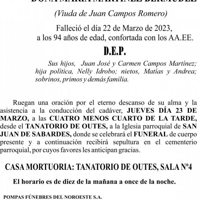 23 02  ESQUELA   MARIA MARTINEZ BERMUDEZ