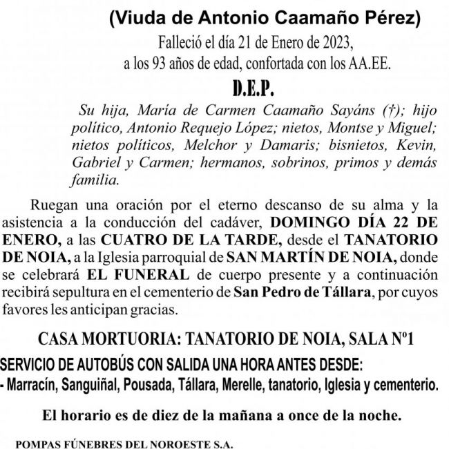 23 01 ESQUELA CARMEN SAYÁNS OUTEIRAL