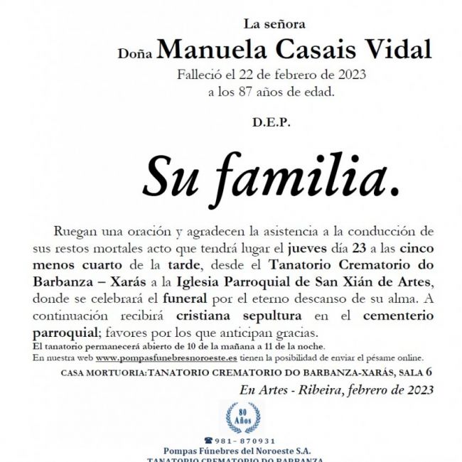 Casais Vidal, Manuela