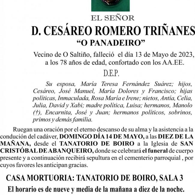 ESQUELA 23, Cesáreo Romero Triñanes