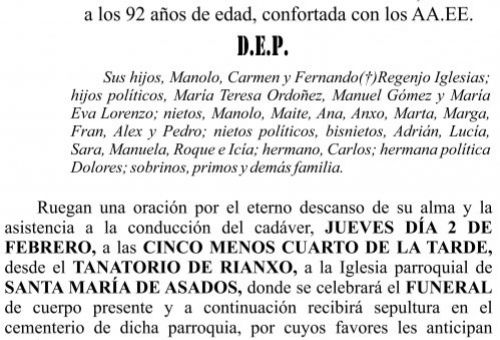 2023 ESQUELA  Carmen Josefina Iglesias Franco