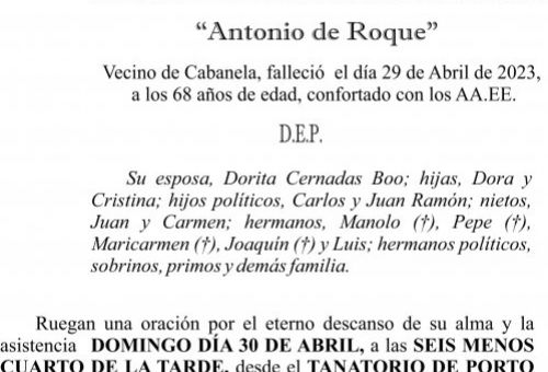 ESQUELA 23, Antonio Santamaría García