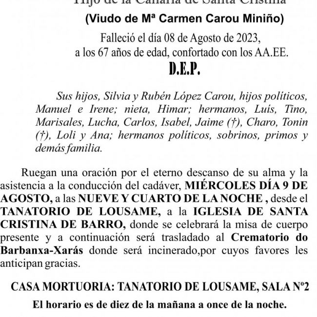 23 07 ESQUELA    JUAN JOSÉ LÓPEZ SOCAS