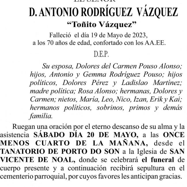 23 05 ESQUELA  Antonio Rodríguez Vázquez