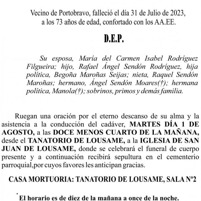 23 07 ESQUELA    FRANCISCO SENDON MOARES