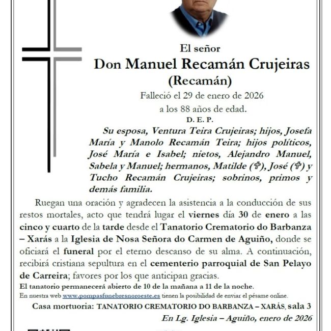 Recaman Crujeiras, Manuel