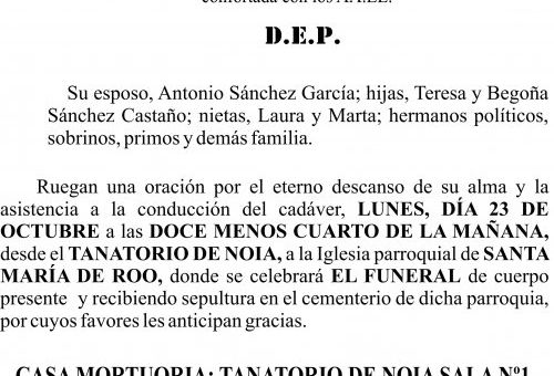 ESQUELA AGEITOS  CELIA CASTAÑO DOSIL