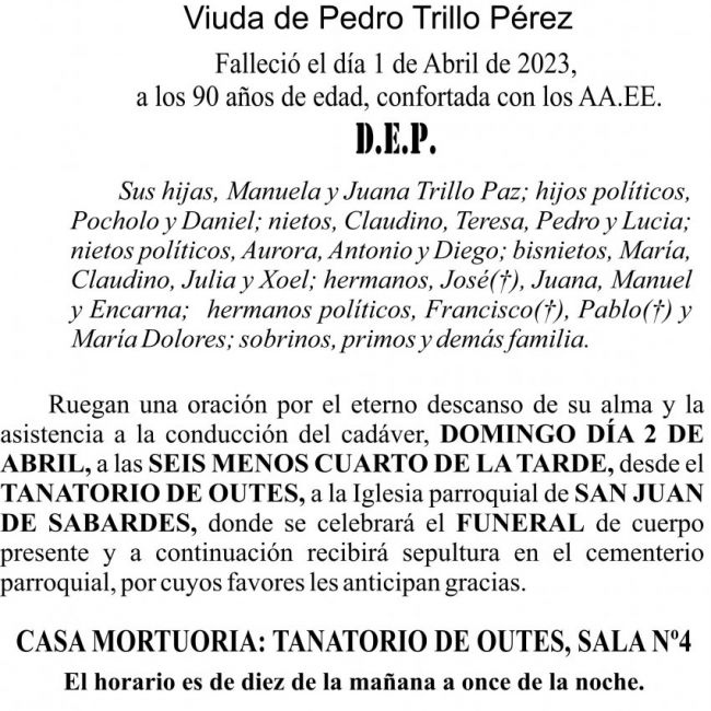 23 03 ESQUELA  Teresa Paz Riveiro