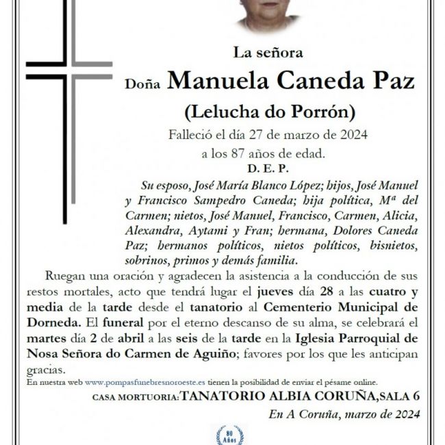 Caneda Paz, Manuela